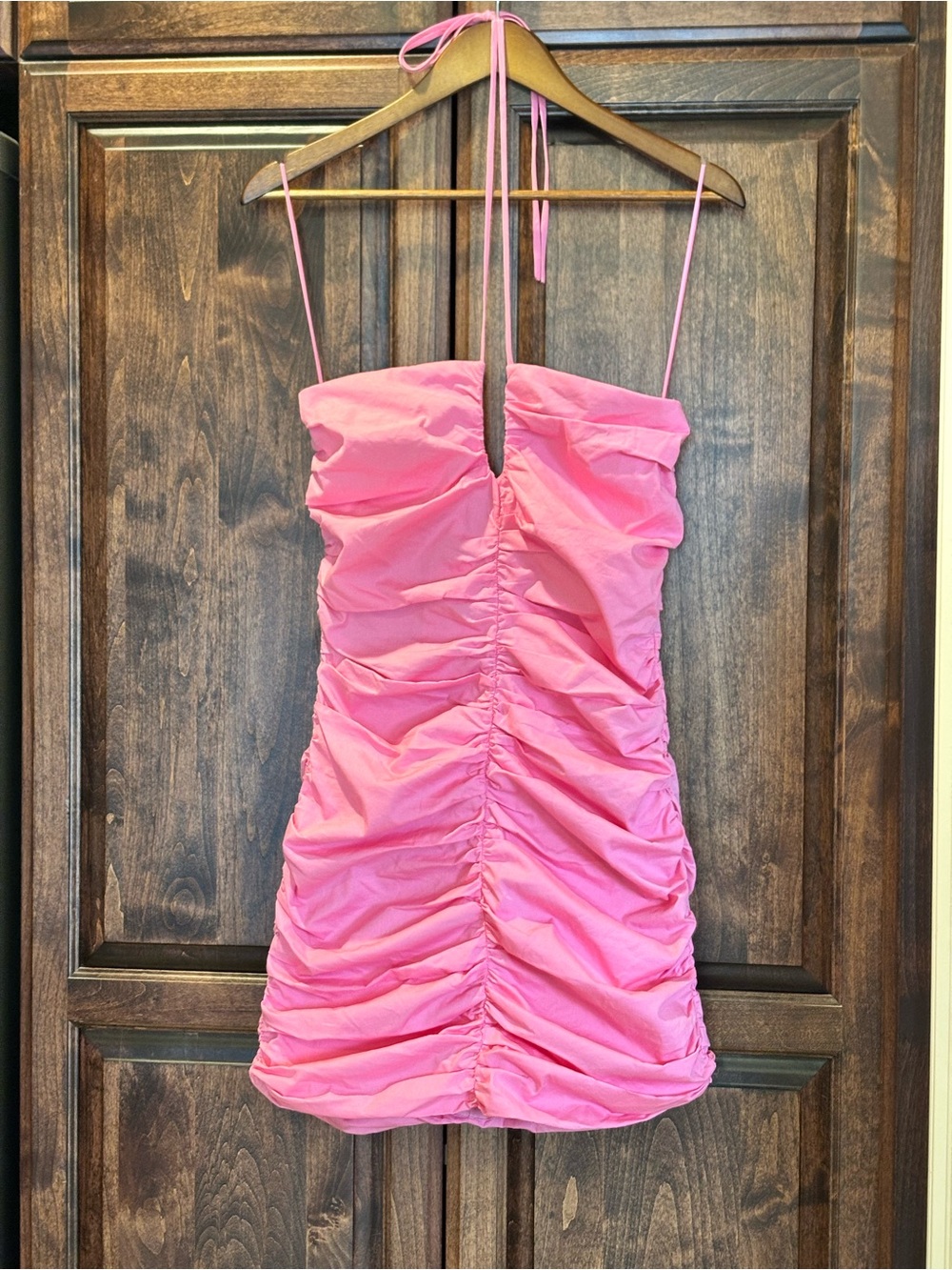 Wayf Pink Ruched Halter Mini Dress - Picture 2 of 6